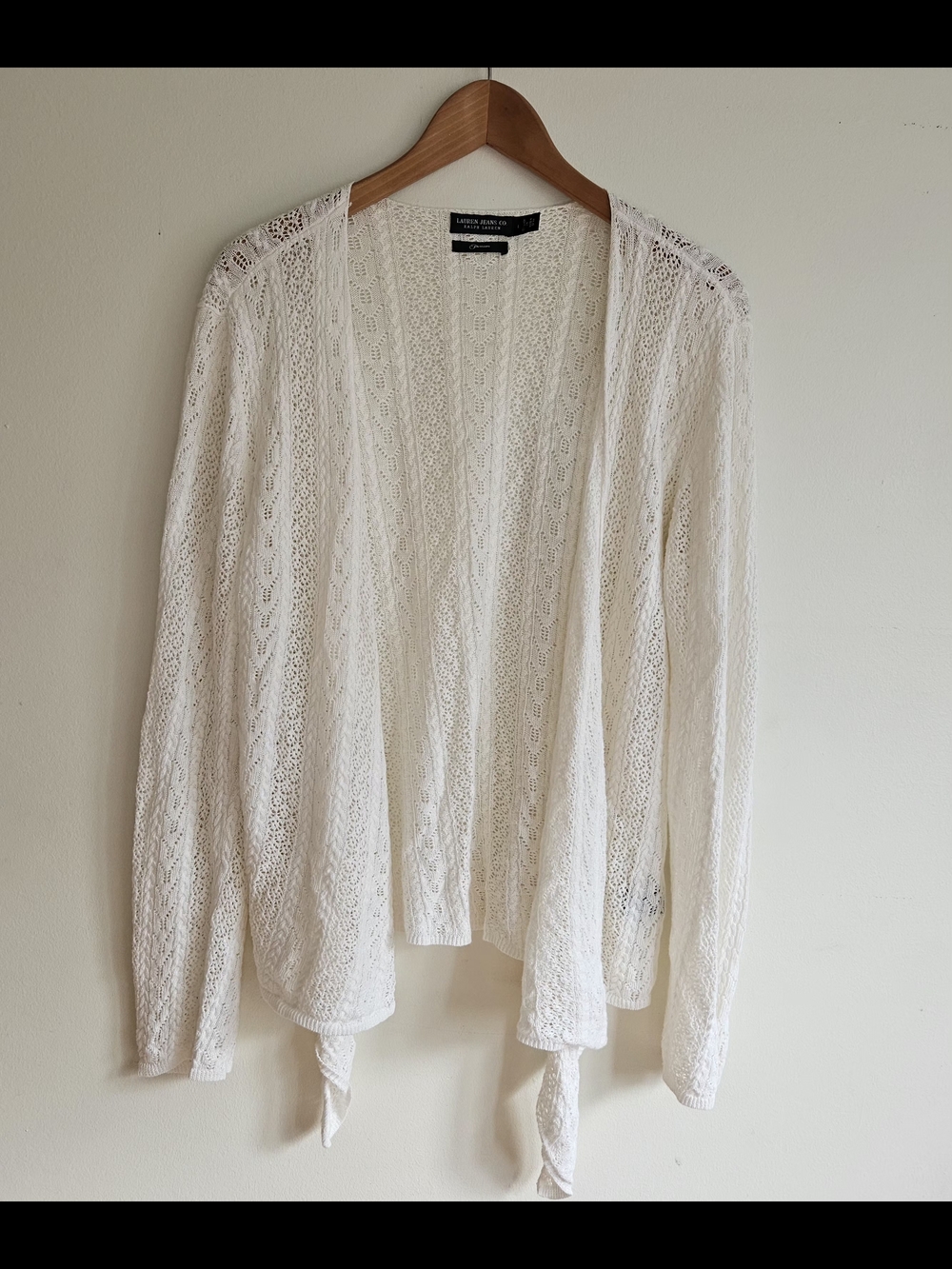 Ralph Lauren White Lace Tie-Front Cardigan
